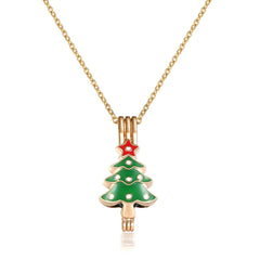18K Rose Gold-Plated & Green Tree Pendant Necklace - streetregion