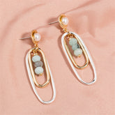 Pearl & Acrylic Two-Tone Paperclip Drop Earrings