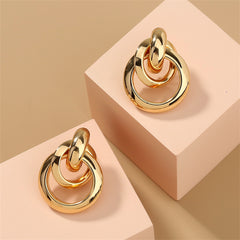Elegant 18K gold-plated drop earrings featuring a stylish circular design, perfect for any occasion.