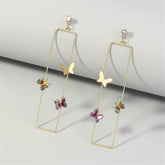 Cubic Zirconia & Acrylic 18K Gold-Plated Butterfly Rectangle Drop Earrings