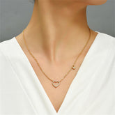 Cubic Zirconia & 18K Gold-Plated Open Heart Pendant Necklace