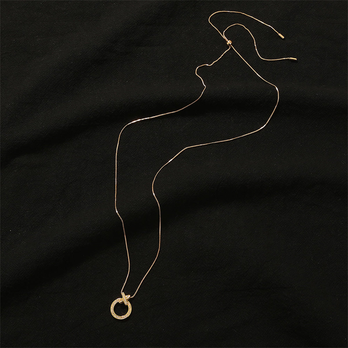 Cubic Zirconia and 18K Gold-Plated Circle Pendant Necklace, gold pendant necklace for women, everyday style, styled look