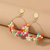 Teal Howlite & Pearl 18K Gold-Plated Hoop Earrings