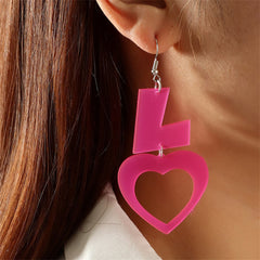 Pink Acrylic & Silver-Plated 'LOVE' Mismatched Drop Earrings