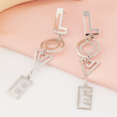 Silver-Plated 'Love' Openwork Drop Earrings