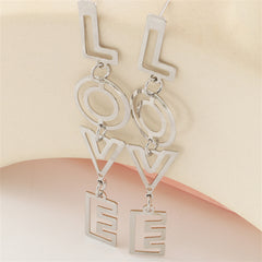 Silver-Plated 'Love' Openwork Drop Earrings