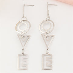 Silver-Plated 'Love' Openwork Drop Earrings