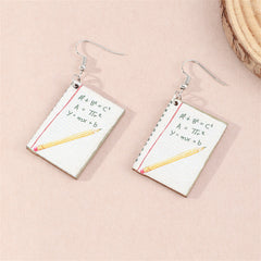 White Wood & Silver-Plated Book Drop Earrings