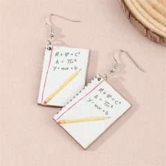 White Wood & Silver-Plated Book Drop Earrings