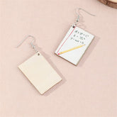 White Wood & Silver-Plated Book Drop Earrings