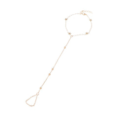 Pearl & 18K Gold-Plated Star Ankle-To-Toe Ring Anklet