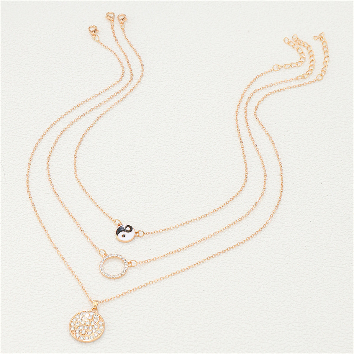 Cubic Zirconia and Black Enamel Yin-Yang Pendant Necklace Set, pendant necklace for women, styled look