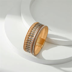 Cubic Zirconia & Coffee Polystyrene Two-Tone Curb-Chain Heart Bangle