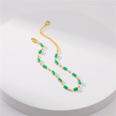 Green Acrylic & 18K Gold-Plated Beaded Bracelet