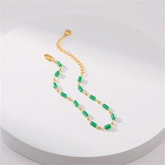 Green Acrylic & 18K Gold-Plated Beaded Bracelet