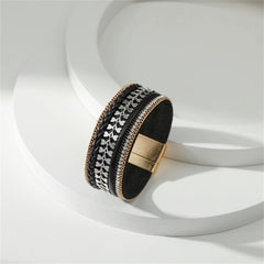 Cubic Zirconia & Black Polystyrene Two-Tone Curb-Chain Heart Bangle
