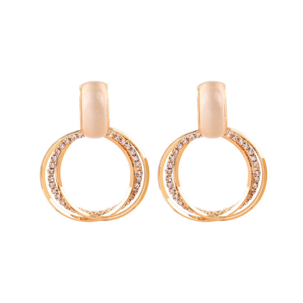 Cat's Eye and Cubic Zirconia Stacked Drop Earrings, drop earrings for women, dainty minimalist design, lifestyle look