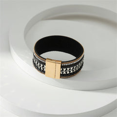 Cubic Zirconia & Black Polystyrene Two-Tone Curb-Chain Heart Bangle