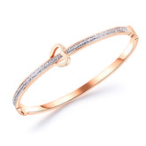 Cubic Zirconia & 18K Rose Gold-Plated 'Forever Love' Heart Bangle