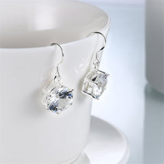 Cubic Zirconia & Silver-Plated Drop Earring - streetregion