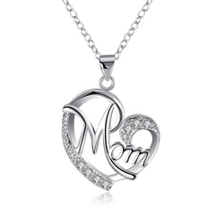 Cubic Zirconia & Silver-Plated 'Mom' Pendant Necklace - streetregion