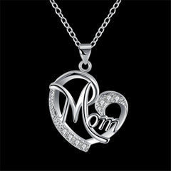 Cubic Zirconia & Silver-Plated 'Mom' Pendant Necklace - streetregion