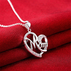 Cubic Zirconia & Silver-Plated 'Mom' Pendant Necklace - streetregion