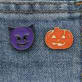 Purple Devil Brooch & Orange Pumpkin Brooch