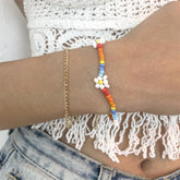 Blue & Orange Howlite 18K Gold-Plated Mum Station Bracelet Set