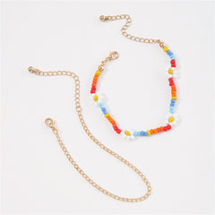 Blue & Orange Howlite 18K Gold-Plated Mum Station Bracelet Set