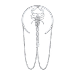 Cubic Zirconia & Silver-Plated Scorpion Tassel Arm Cuff