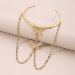 Dazzling 18K gold-plated chain embellished with butterfly charms, perfect for expressing your unique style and grace.