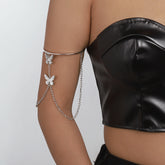 Silver-Plated Butterfly Chain Arm Cuff