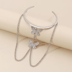 Silver-Plated Butterfly Chain Arm Cuff