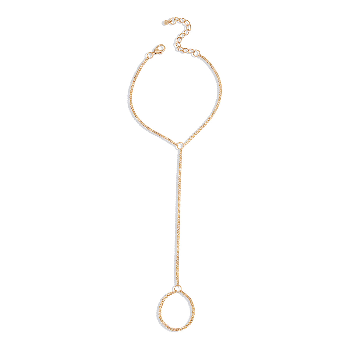 18K Gold-Plated Wrist-To-Ring Chain Bracelet, gold bracelet for women, botanical inspired, styled look