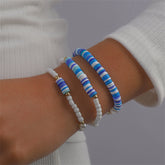 Blue Howlite & Pearl 18K Gold-Plated Beaded Stretch Bracelet Set