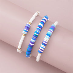 Blue Howlite & Pearl 18K Gold-Plated Beaded Stretch Bracelet Set