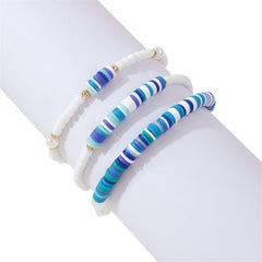 Blue Howlite & Pearl 18K Gold-Plated Beaded Stretch Bracelet Set