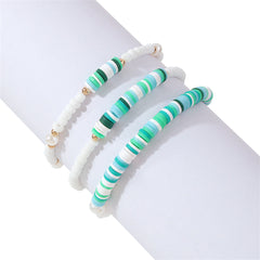 Mint Polymer Clay & White Howlite Beaded Stretch Bracelet Set