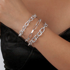 Silver-Plated Cable Chain Bracelet Set