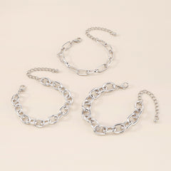 Silver-Plated Cable Chain Bracelet Set