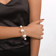 Pearl & Cubic Zirconia 18K Gold-Plated Wrap Bracelet