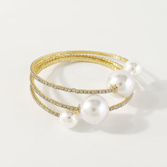 Pearl & Cubic Zirconia 18K Gold-Plated Wrap Bracelet