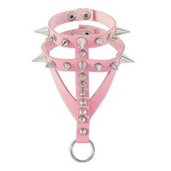 Pink Polystyrene & Silver-Plated Spike Wrist-To-Finger Bracelet