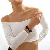 Black Cubic Zirconia & 18K Gold-Plated Oval Layered Bracelet