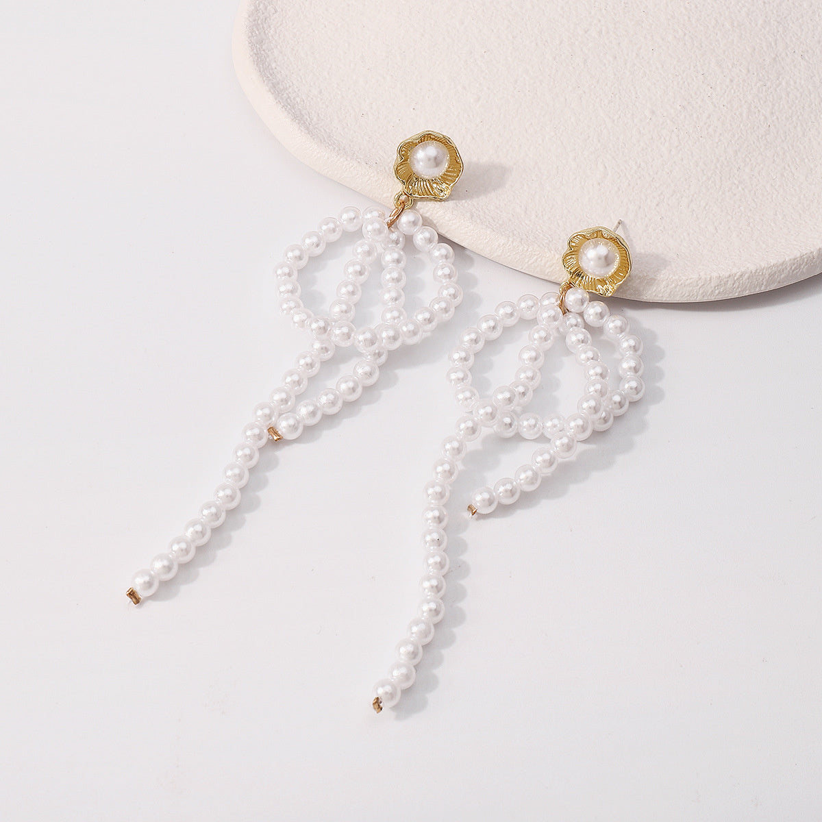 Pearl and 18K Gold-Plated Floral Loop Drop Earring, gold drop earrings for women, everyday style, styled look