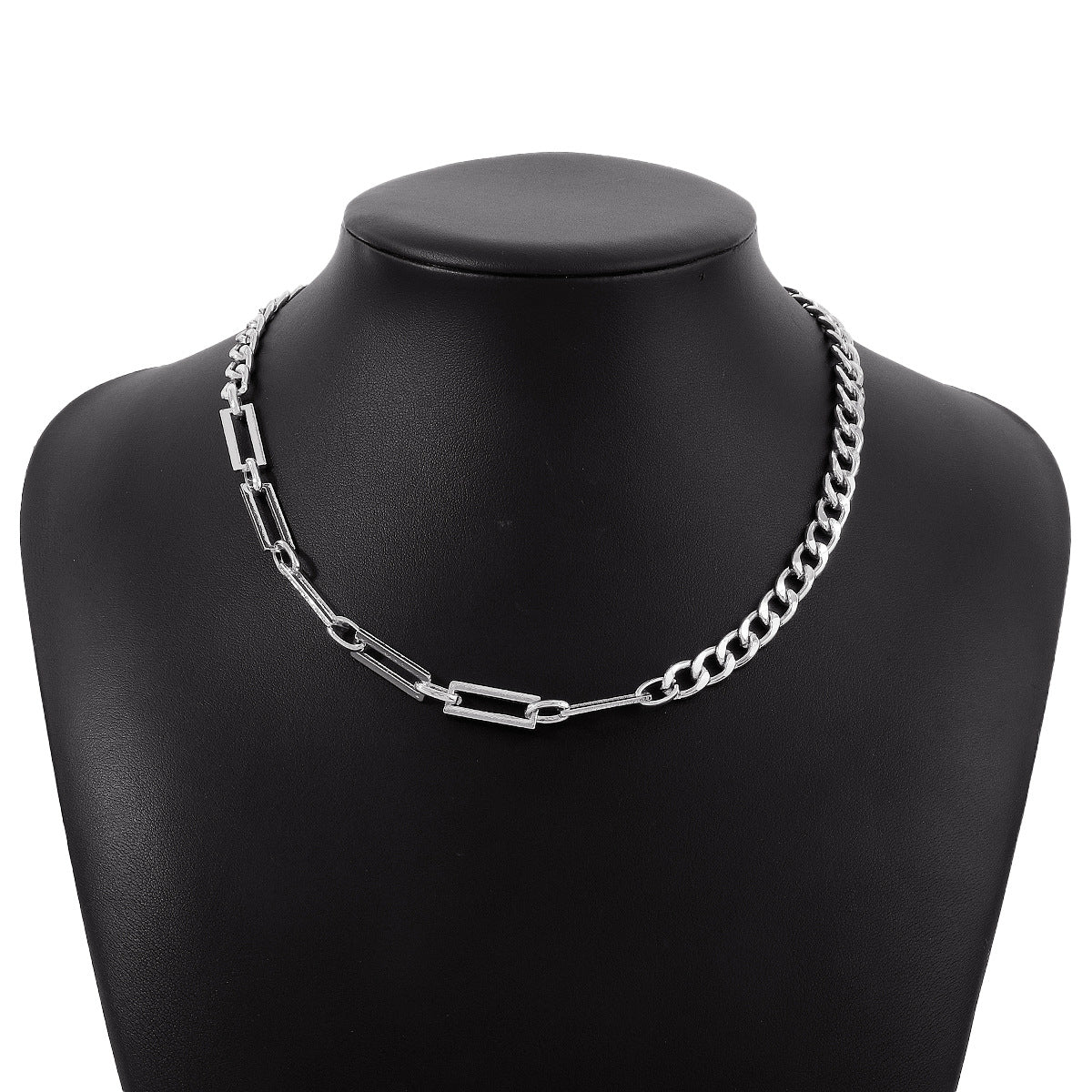 Silver-Plated Open Rectangle Chain, silver pendant necklace for women, elegant gift for her, styled look