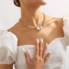 Crystal & Cubic Zirconia Heart Pendant Necklace