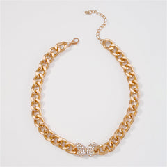 Cubic Zirconia & 18K Gold-Plated Curb Chain Butterfly Choker