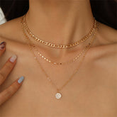 Cubic Zirconia & 18K Gold-Plated Layered Chain Necklace Set